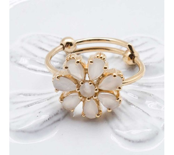 BAGUE PÂQUERETTE PIERRE DE LUNE BLANCHE