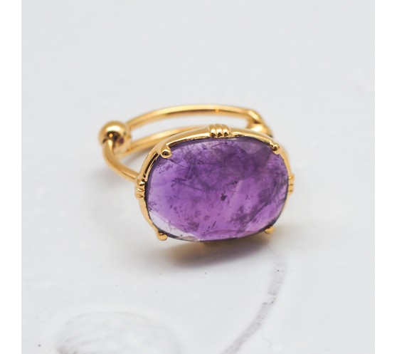 BAGUE PIERRE PLATE AMÉTHYSTE