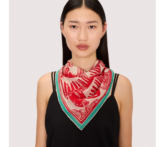 CARRE COTON - JUNGLE - RED