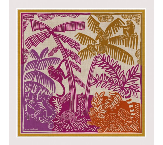 CARRE COTON - JUNGLE - FLAMBOYANT