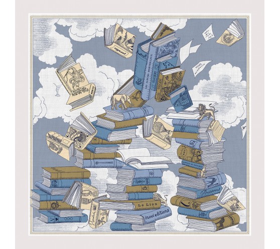 CARRE COTON ET SOIE - EDITIONS - BLEU